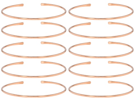 Set of 10 Copper Cuff Bracelets