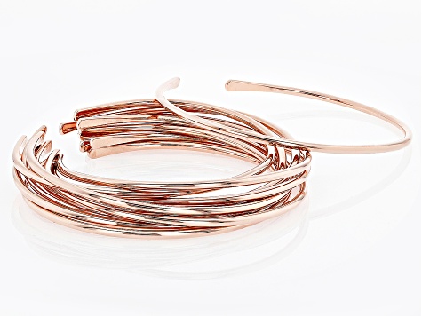 Set of 10 Copper Cuff Bracelets