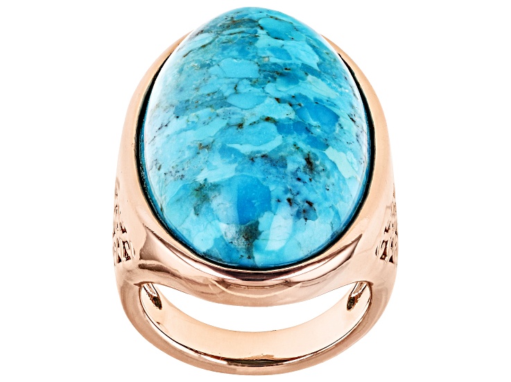 Blue Turquoise Copper Ring 30x18mm - COP1314 | JTV