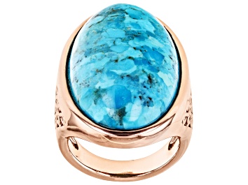 Picture of Blue Turquoise Copper Ring 30x18mm