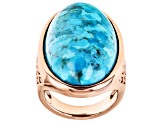 30x18mm Oval Blue Turquoise Copper Ring