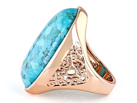 Oval Blue Turquoise Copper Ring