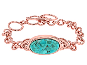 Picture of Oval Blue Turquoise Copper Bracelet