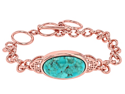 Oval Blue Turquoise Copper Bracelet