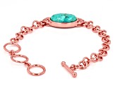 Oval Blue Turquoise Copper Bracelet