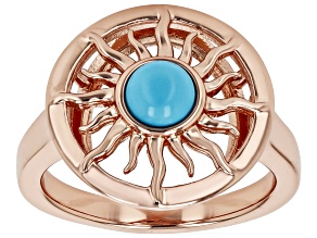 5mm Round Sleeping Beauty Turquoise Sun Design Copper Ring