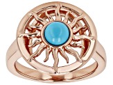 5mm Round Sleeping Beauty Turquoise Sun Design Copper Ring