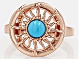 5mm Round Sleeping Beauty Turquoise Sun Design Copper Ring