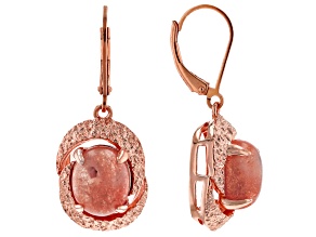 11x9mm Oval Sunstone Copper Dangle Earrings