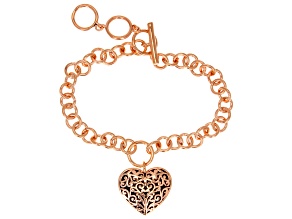Heart Charm Copper Toggle Bracelet