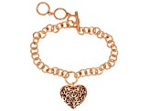 Heart Charm Copper Toggle Bracelet
