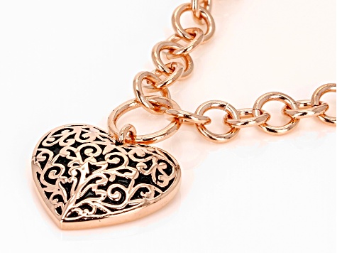 Heart Charm Copper Toggle Bracelet