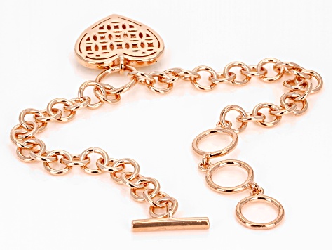 Heart Charm Copper Toggle Bracelet