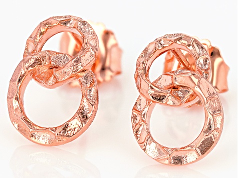 Copper Interlocking Rings Drop Earrings