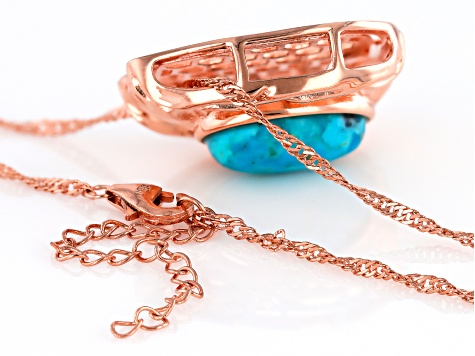Blue Turquoise Hammered Copper Pendant with Chain