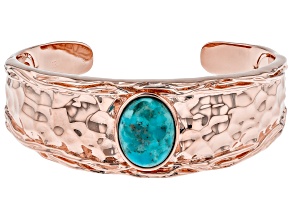 Blue Turquoise Hammered Copper Cuff Bracelet