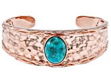 Blue Turquoise Hammered Copper Cuff Bracelet