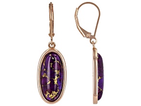 Purple Turquoise Copper Earrings 18x8mm Oval