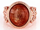 14x12mm Oval Sunstone Dragonfly Copper Ring