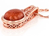 14x12mm Oval Sunstone Copper Pendant with Chain