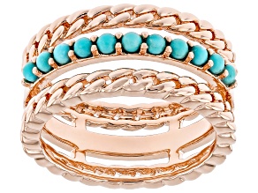 2mm Blue Composite Turquoise Copper Multi-Row Band Ring