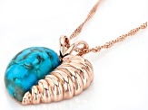 Blue Turquoise Copper Heart Pendant With Chain 25x14mm