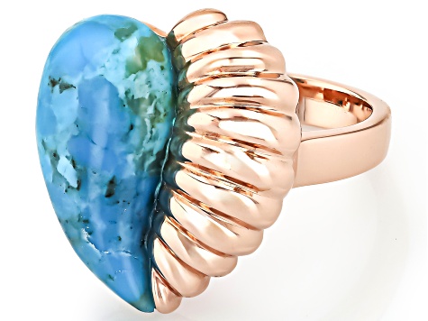 20x11mm Turquoise Copper Heart Ring