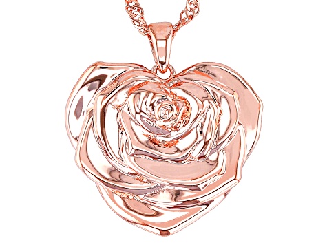 Copper Rose Pendant With Chain