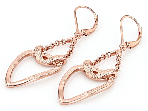 Textured Copper Heart Dangle Earrings