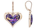 19x16mm Heart Shape Purple Composite Turquoise Copper Earrings