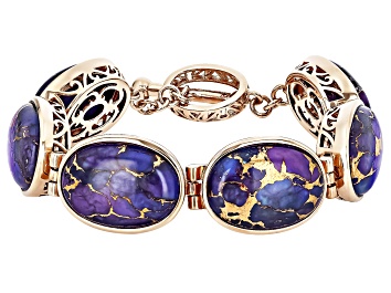 Picture of Purple Turquoise Copper Bracelet 20x14mm