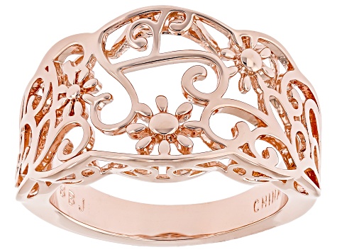 Copper Floral Band Ring