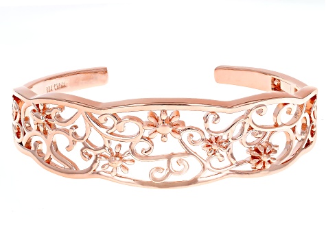 Copper Floral Cuff Bracelet