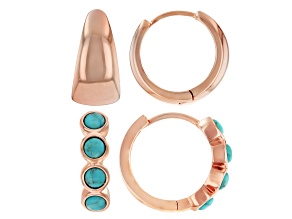 3mm Blue Composite Turquoise & Copper Set of 2 Huggie Earrings