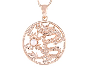 Cultured Freshwater Pearl Copper Dragon Pendant With Chain