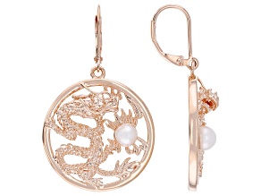 Cultured Freshwater Pearl Copper Dragon Earrings