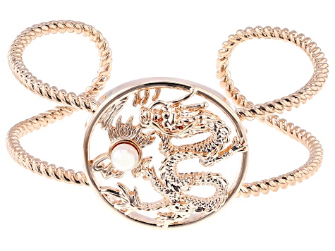 Cultured Freshwater Pearl Copper Dragon Cuff Bracelet