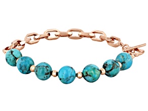 Blue Turquoise Copper Beaded Bracelet 8mm