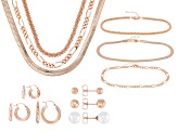 Copper Necklace, Bracelet, & 10mm Cultured Freshwater Pearl Earring Set of 12 With Gift Box