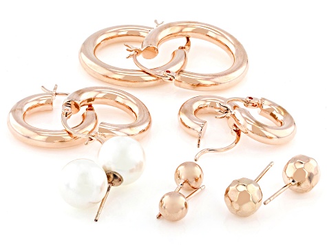 Copper Necklace, Bracelet, & 10mm Cultured Freshwater Pearl Earring Set of 12 With Gift Box