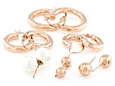 Copper Necklace, Bracelet, & 10mm Cultured Freshwater Pearl Earring Set of 12 With Gift Box