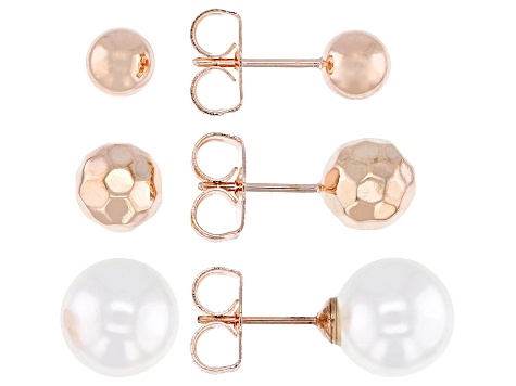 Copper Necklace, Bracelet, & 10mm Cultured Freshwater Pearl Earring Set of 12 With Gift Box