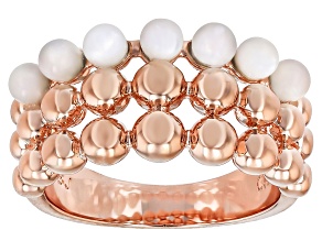 Mother-of-Pearl Copper Beaded Multi-Row Ring 3.5x3mm