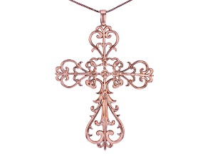 Copper Filigree Cross Enhancer With 18" Chain