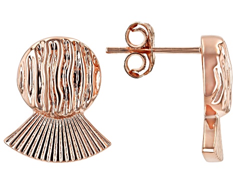 Copper Textured Stud Drop Earrings