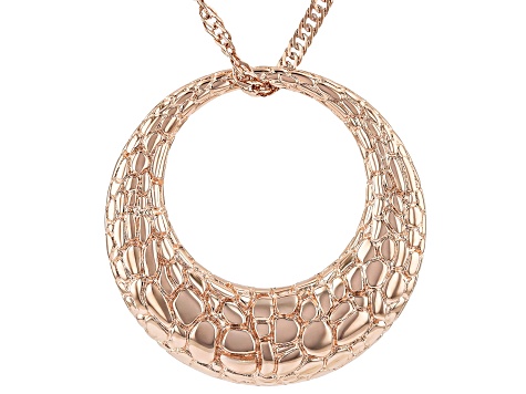 Copper Textured Circle Pendant With 18" Singapore Chain
