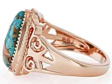Blended Spiny Oyster Shell & Turquoise Copper Solitaire Ring