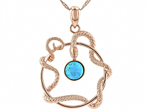 Turquoise Copper Snake Pendant With 18" Singapore Chain, 10mm