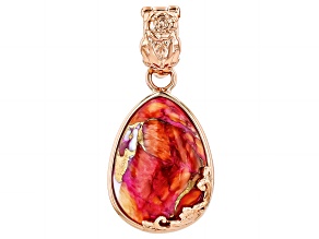 Pink & Orange Spiny Oyster Shell Copper Enhancer Pendant, 18X13mm