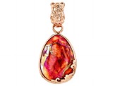 Pink & Orange Spiny Oyster Shell Copper Enhancer Pendant, 18X13mm
